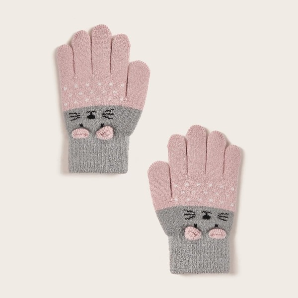 

1pair Girls Cartoon Pattern Gloves, Multicolor