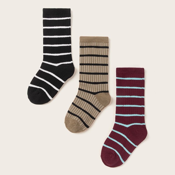 

3pairs Toddler Kids Striped Pattern Socks, Multicolor