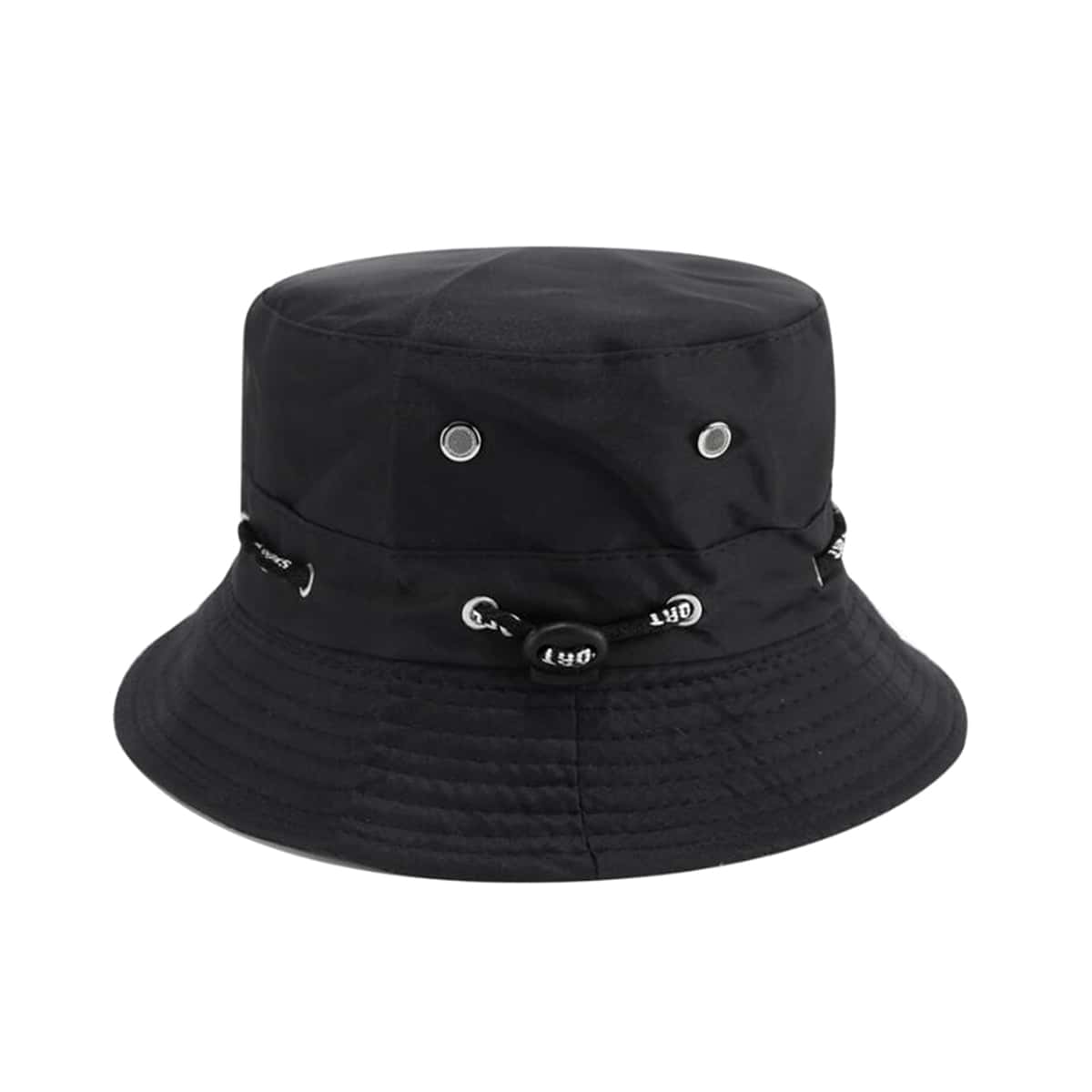 

Guys Eyelet Decor Bucket Hat, Black