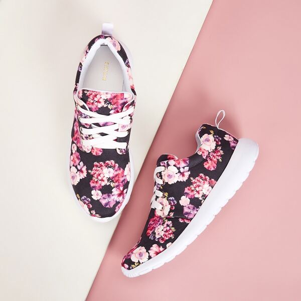 

Floral Graphic Wide Fit Sneakers, Multicolor
