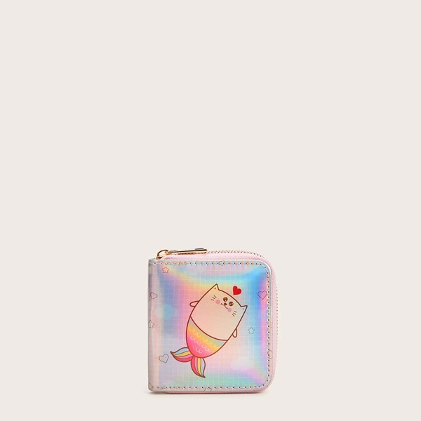 

Cartoon Graphic Zipper Around Wallet, Multicolor