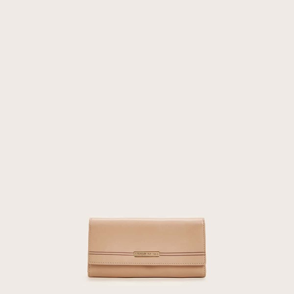 

Metal Decor Fold Cover Purse, Beige