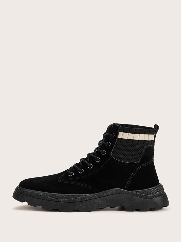 

Lace-up Front Hiking Boots, Black