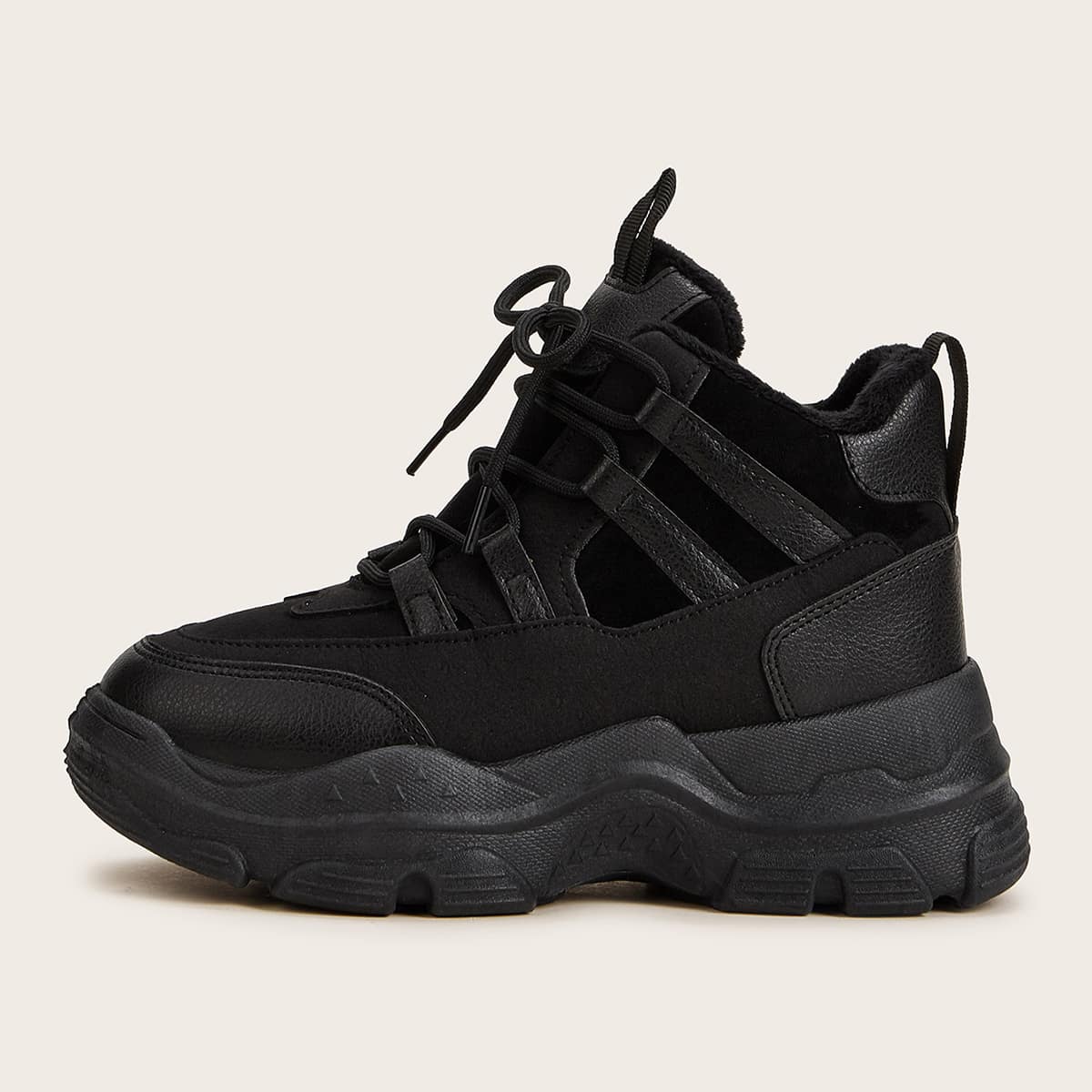 

Lace-up Front Chunky Sneakers, Black