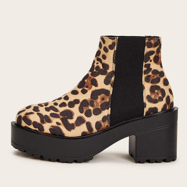

Leopard Chunky Heeled Chelsea Boots, Multicolor