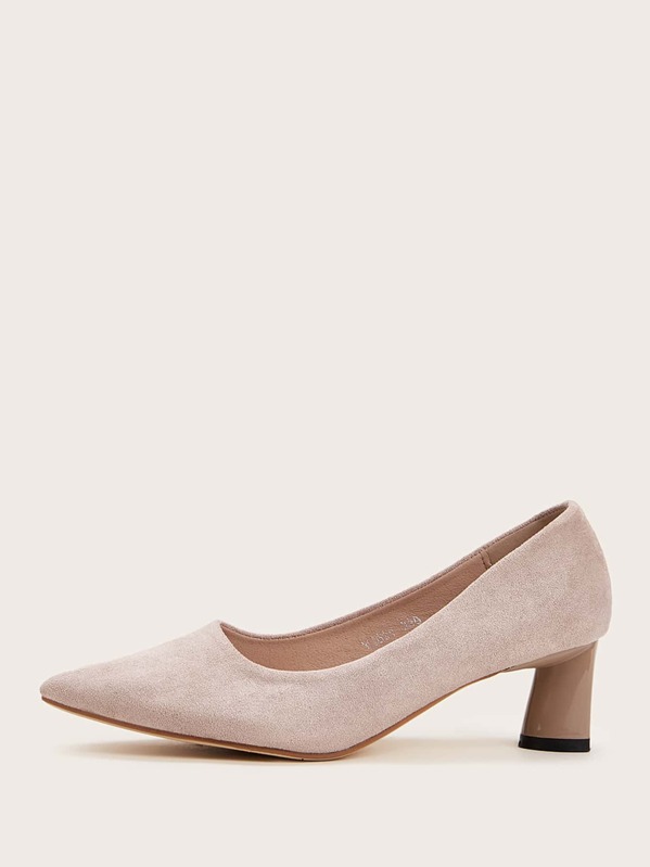 

Point Toe Suede Chunky Heels, Pink
