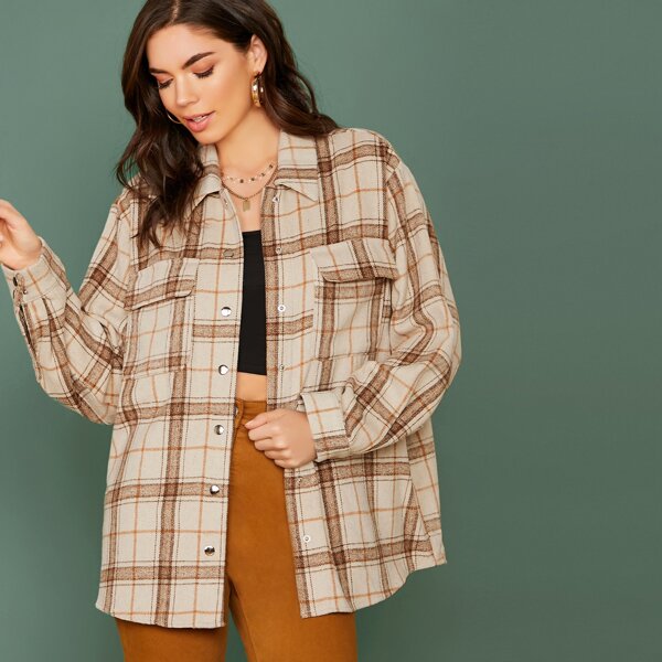 

Button Front Lumberjacket Plaid Shirt Jacket