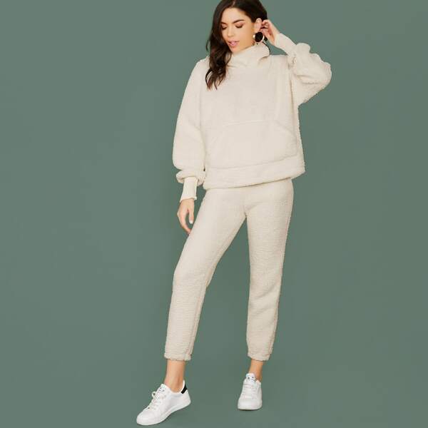 

Fuzzy Bear Pullover Hoodie And Sweatpants Set