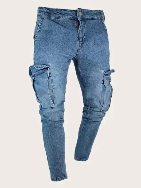 

Men Pocket Side Skinny Jeans, Blue