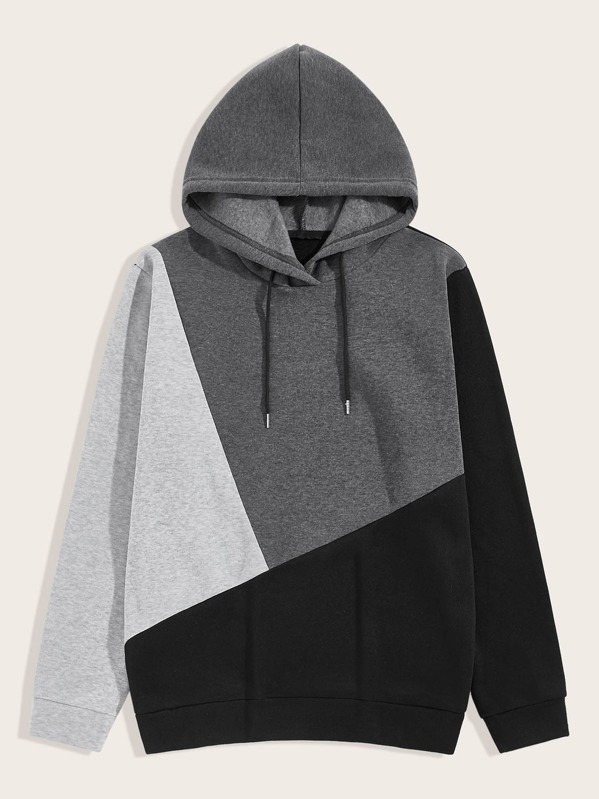 

Men Cut And Sew Drawstring Hoodie, Multicolor