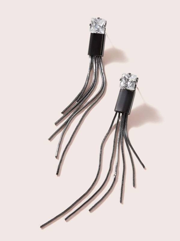 

Серьги-подвески с бахромой и стразами 1 пара, Черный