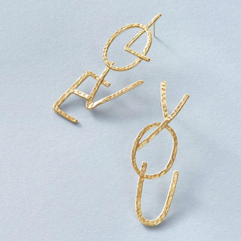 

1pair Letter Design Earrings, Gold