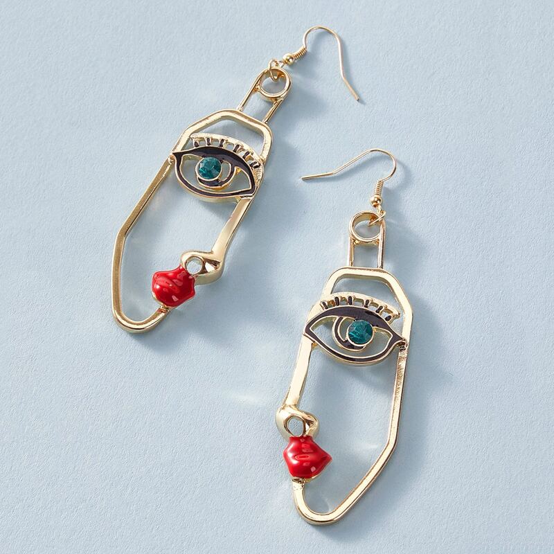 

1pair Face Drop Earrings, Multicolor
