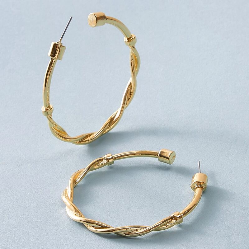 

1pair Twist Cuff Hoop Earrings, Gold