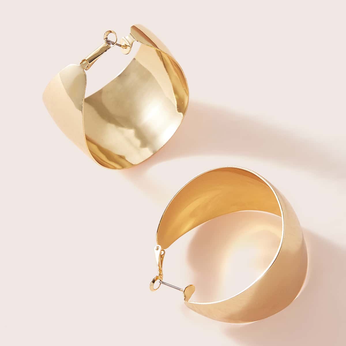 

1pair Round Hoop Earrings, Gold