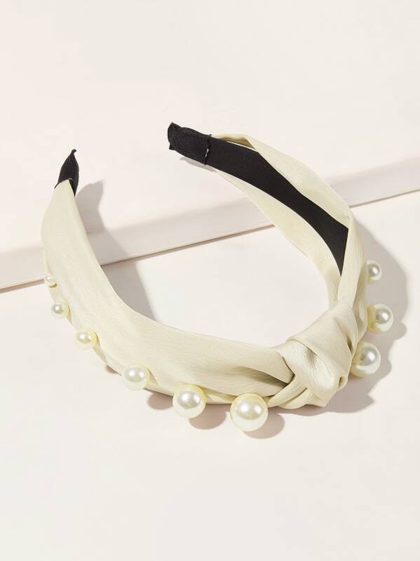 

Faux Pearl Decor Headband, Beige
