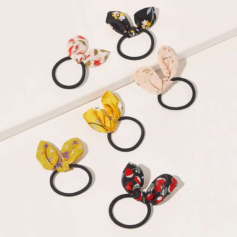 

6pcs Bow Knot Decor Hair Tie, Multicolor