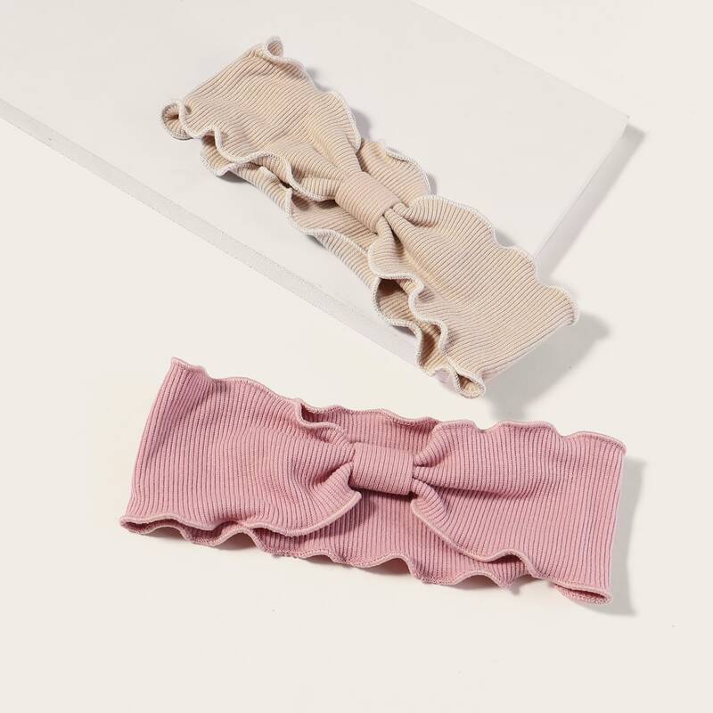 

2pcs Frill Hem Headband, Multicolor