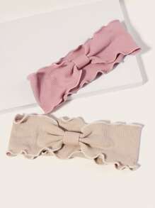 2 piezas Diadema casual con dobladillo de volantes, accesorios rosas Diadema turbante, diadema deportiva, artículos escolares, universidad, diademas de otoño e invierno, accesorios para el cabello para mujer, lazos para atuendos de vacaciones, mujer elegante, pañuelo, diadema suave - Multicolor - Ver 2