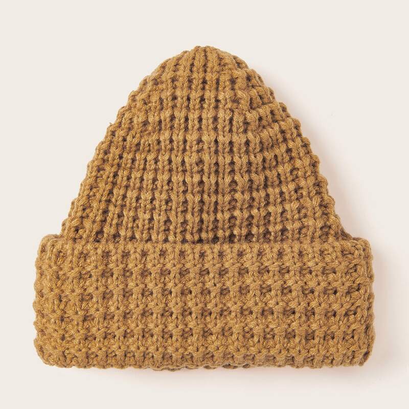 

Solid Knit Beanie, Brown