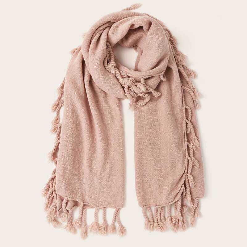 

Tassel Decor Scarf, Pink