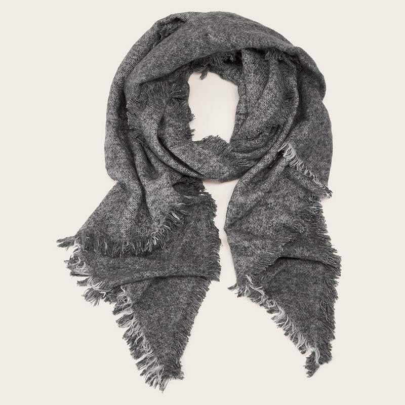 

Fringe Hem Scarf, Grey