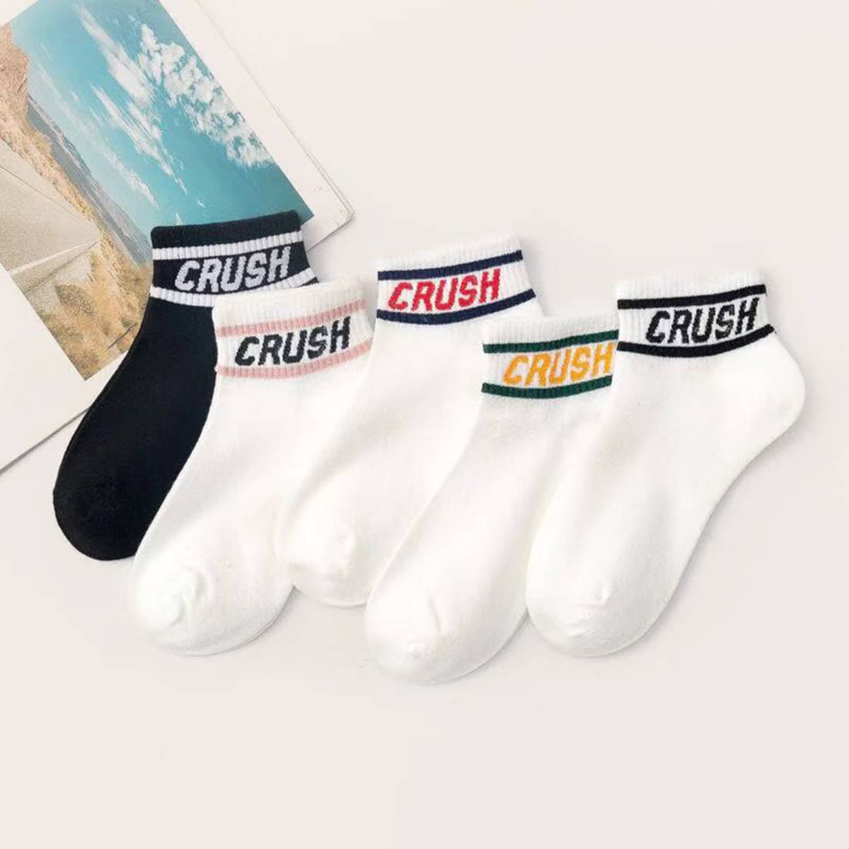 

5pairs Crush Pattern Socks, Multicolor
