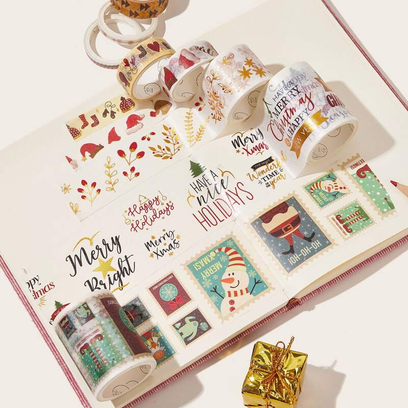 

6pcs Christmas Graphic Paper Masking Tape