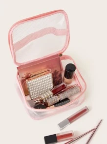Hollow Out Makeup Bag Storage Makeup Organizer Makeup Case - Pink - View 3