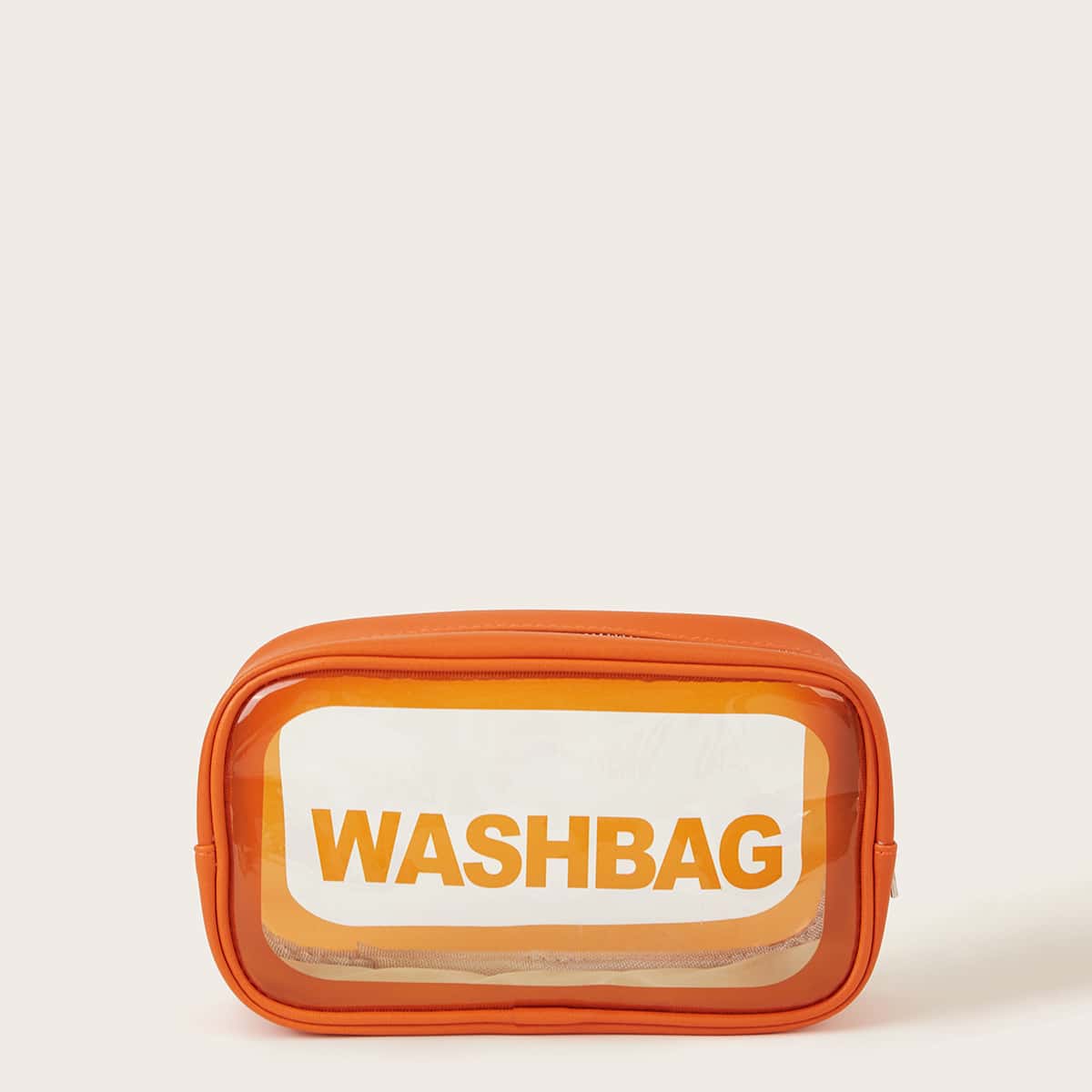 

Letter Graphic Transparent Makeup Bag, Orange