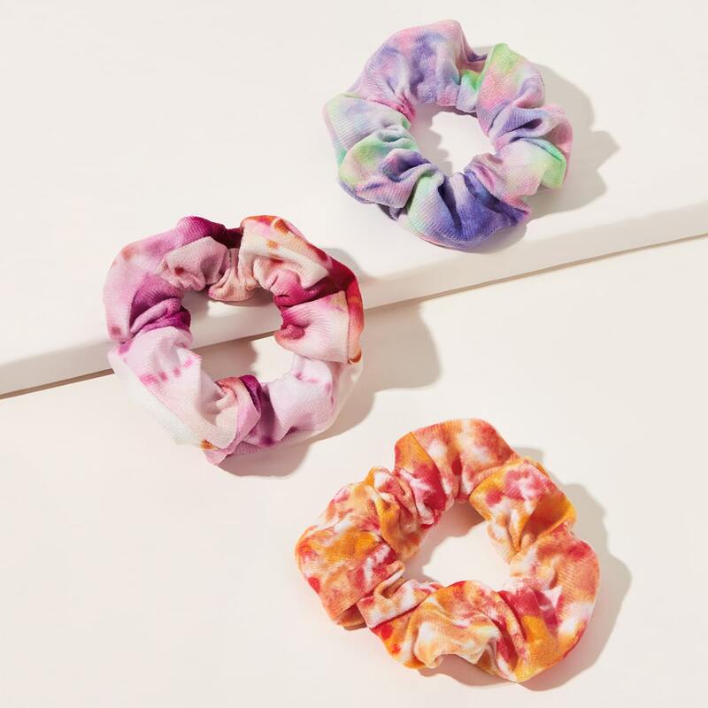 

3pcs Tie Dye Hair Scrunchie, Multicolor