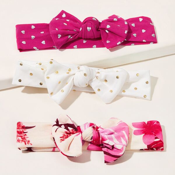 

3pcs Baby Polka Dot Pattern Headband, Multicolor