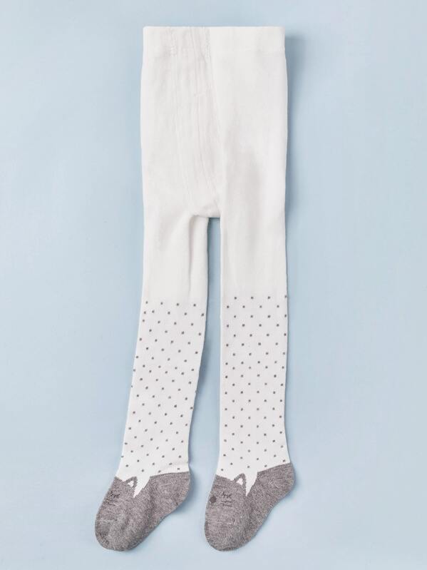 

Toddler Girls Polka Dot Pattern Tight, White