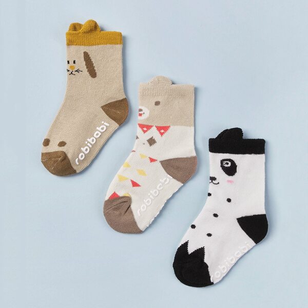 

3pairs Baby Cartoon Pattern Socks, Multicolor