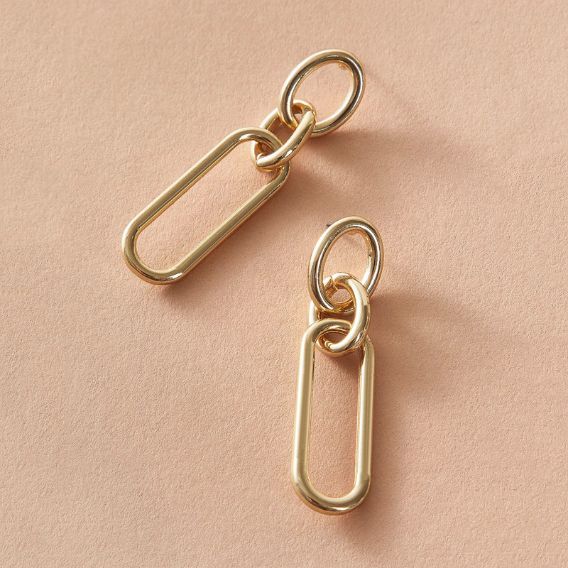 

1pair Link Drop Earrings, Gold