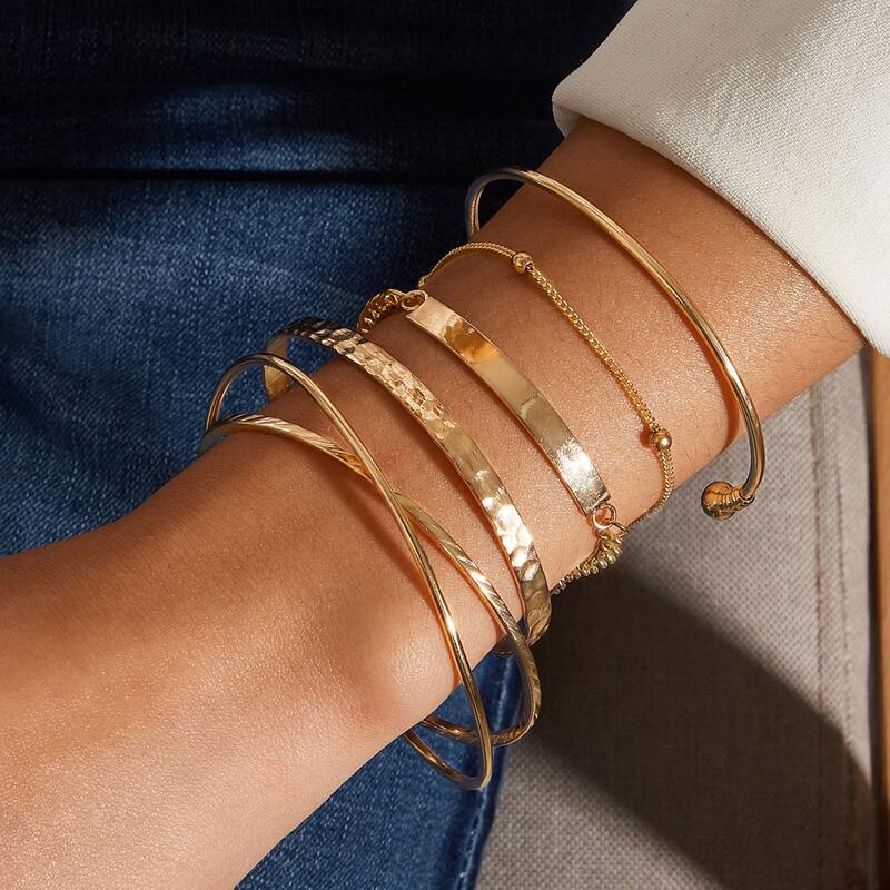 

5pcs Minimalist Bracelet, Gold