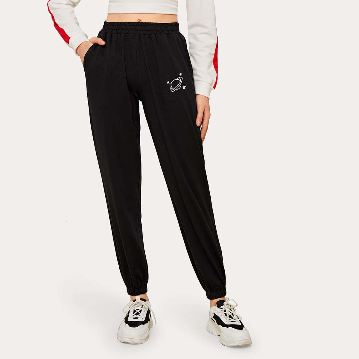 

Planet Embroidery Black Jogger Sweatpants