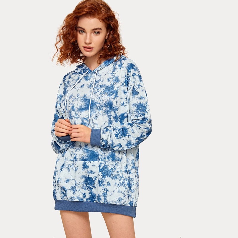 

Tie Dye Kangaroo Pocket Oversized Hoodie, Multicolor