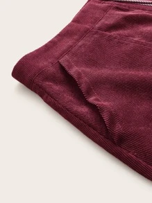 SHEIN Essnce Falda de pana con cremallera unicolor - Burdeos - Ver 4
