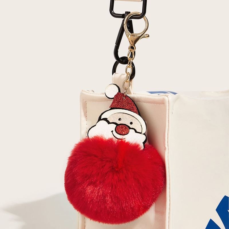 

Glitter Christmas Charm Bag Accessory, Red