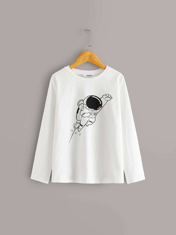 

Boys Astronaut Print Pullover, White