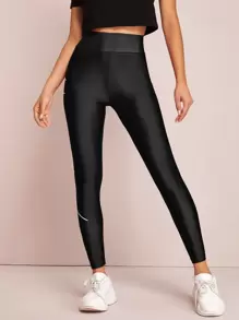 Mulvari Wide Band Waist Slogan Graphic Leggings - Black - View 4