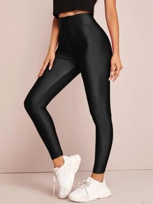 Mulvari Wide Band Waist Slogan Graphic Leggings - Black - View 5