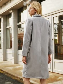 SHEIN Abrigo unicolor de cuello V