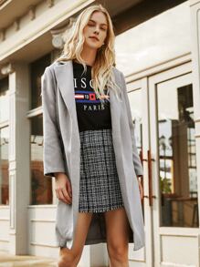 SHEIN Abrigo unicolor de cuello V