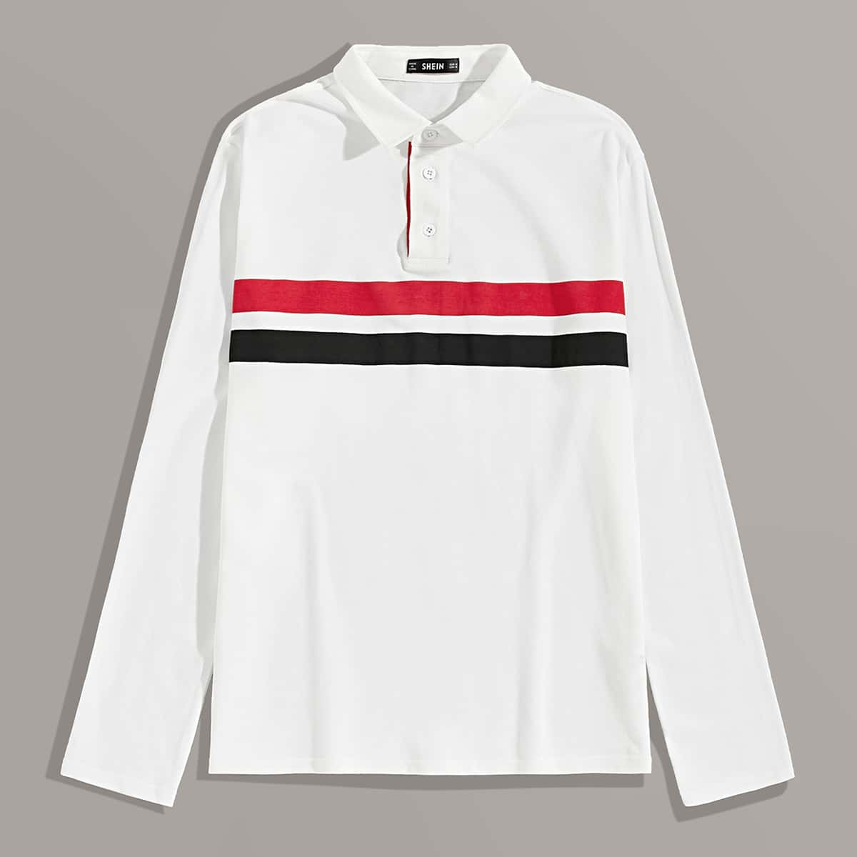 

Guys Striped Print Polo Shirt, White