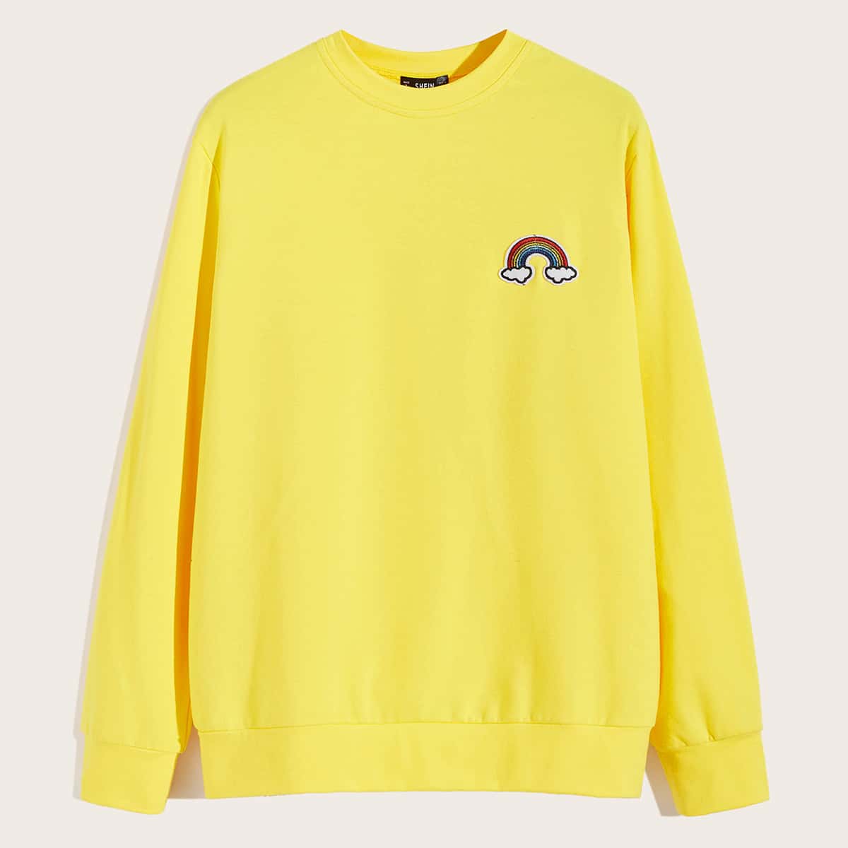 

Guys Rainbow Patched Pullover, Yellow bright