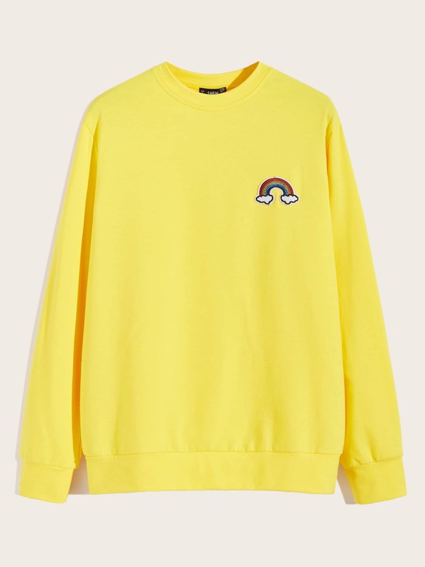 

Men Rainbow Patched Pullover, Yellow