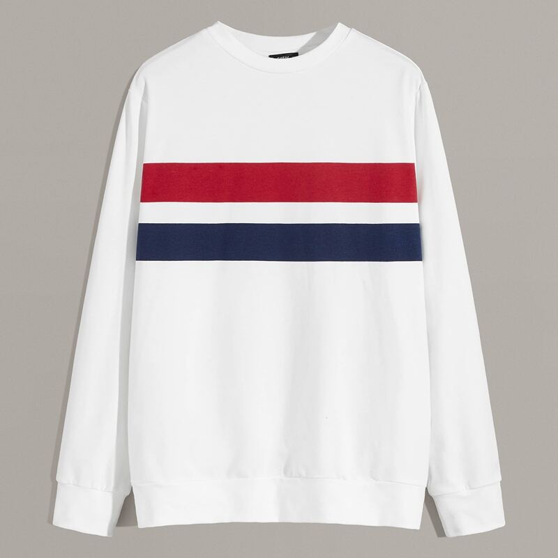 

Guys Striped Print Pullover, White