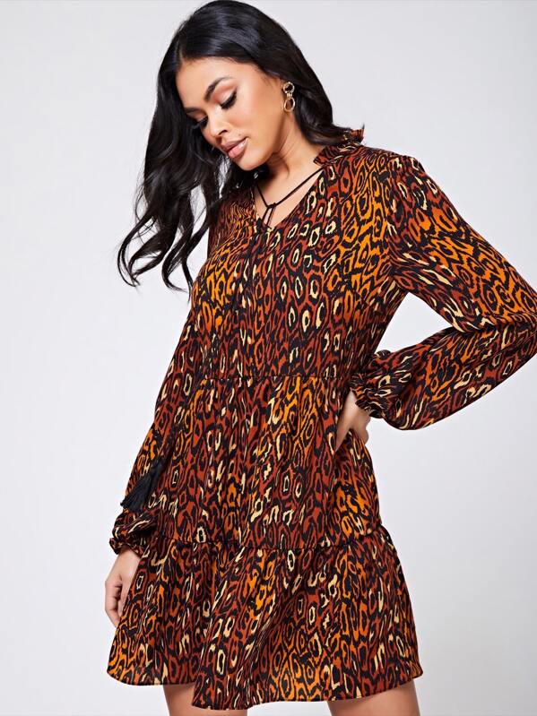 

Leopard Print Smock Dress, Multicolor, Julyana Soares
